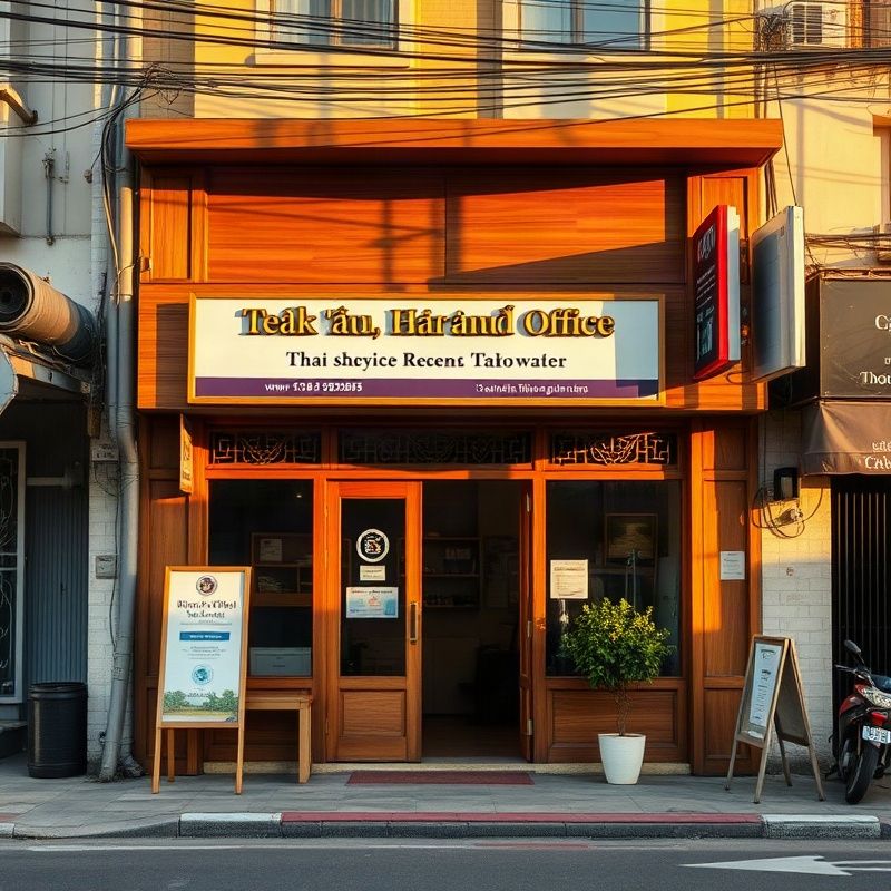 Teak-fronted shophouse office on a quiet Udon Thani street