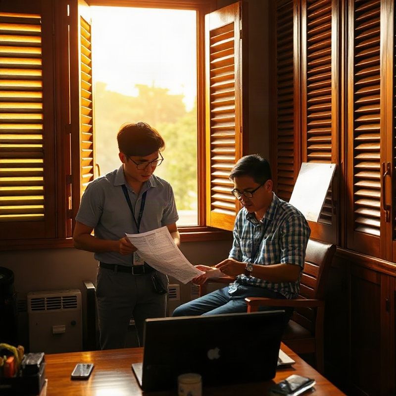 Two journalists reviewing a spreadsheet in an Udon Thani newsroom